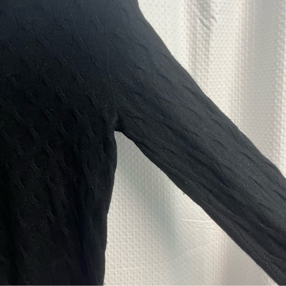 Madison Studio Black Cashmere Cable Knit Turtleneck Sweater Small Preppy - Picture 6 of 9